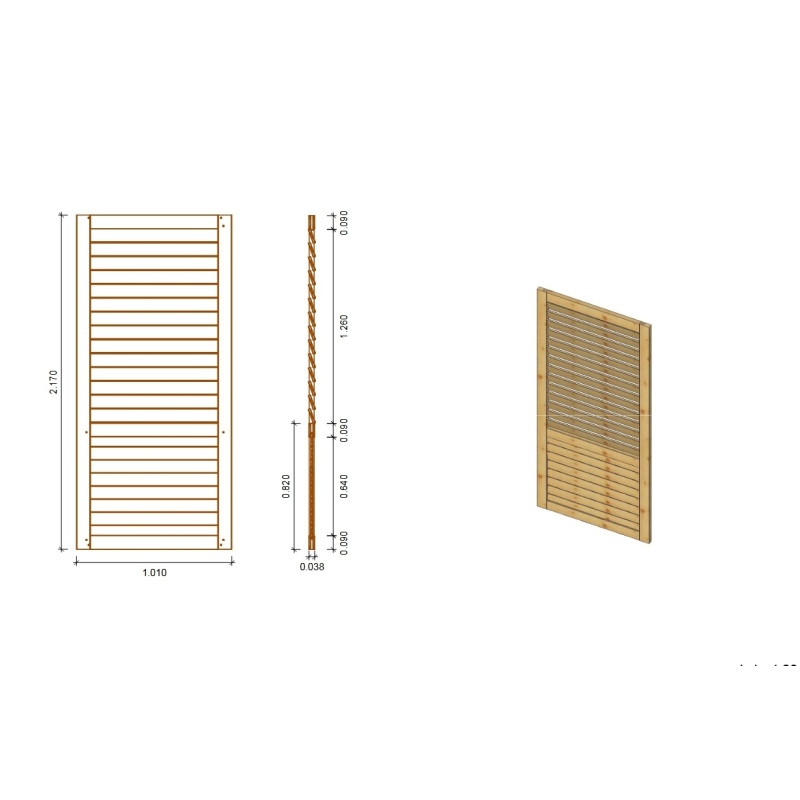 Pergola de jardin 4.04x4.04m avec panneaux - traité