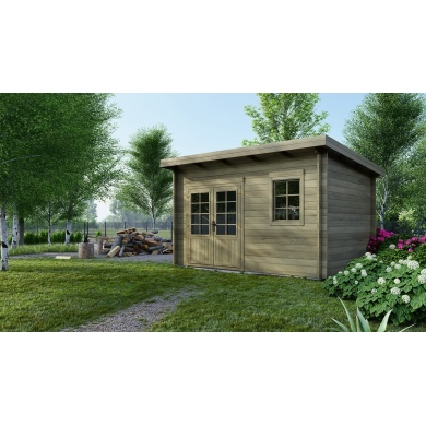 Abri de jardin en bois - 12m2 - 4x3m - Traité - Ep. 40mm - Couleur: 