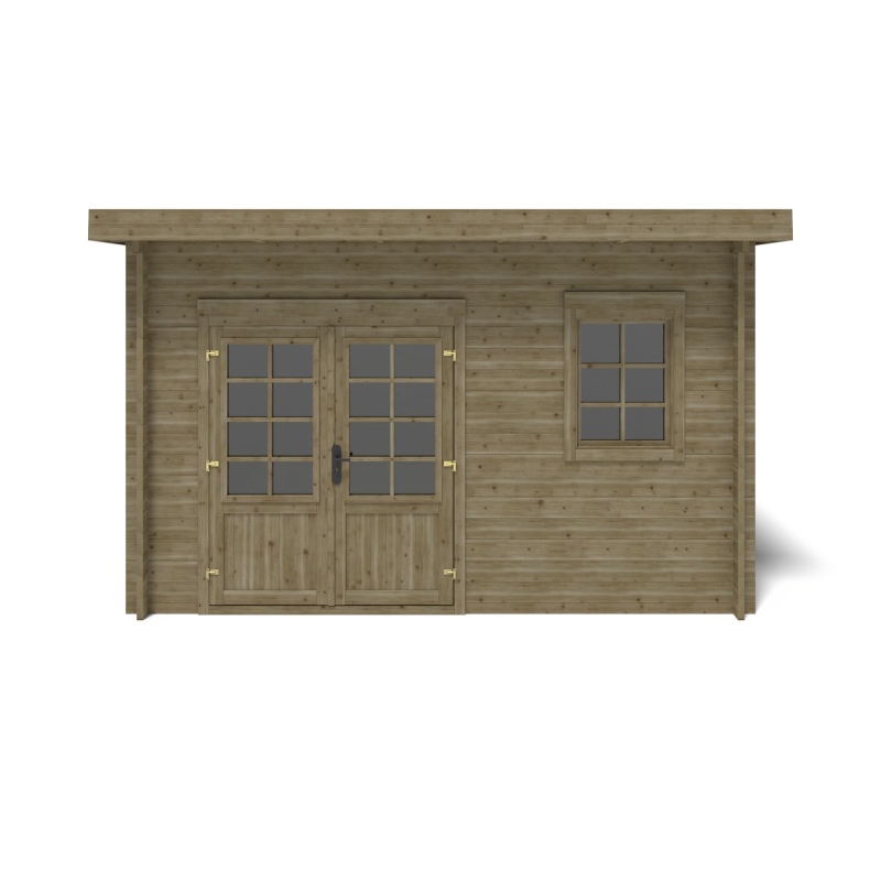 Abri de jardin en bois - 12m2 - 4x3m - Traité - Ep. 40mm - Couleur: 