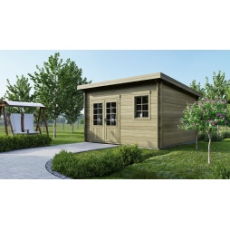 Abri de jardin en bois - 16m2 - 4x4m - Traité - Ep. 40mm - Couleur: 