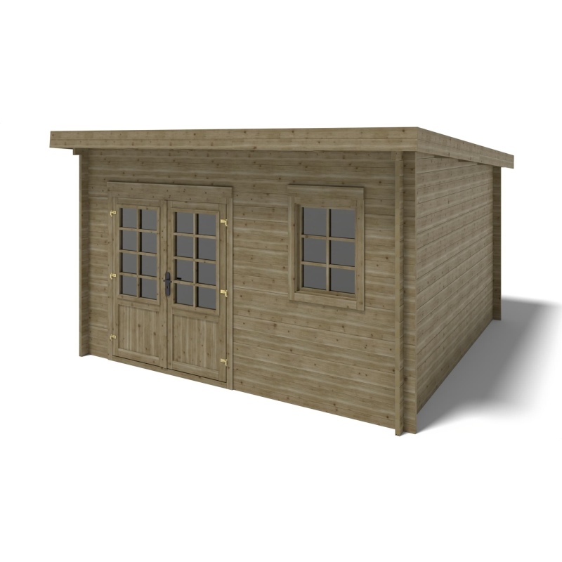 Abri de jardin en bois - 16m2 - 4x4m - Traité - Ep. 40mm - Couleur: 
