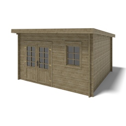 Abri de jardin en bois - 16m2 - 4x4m - Traité - Ep. 40mm - Couleur: 