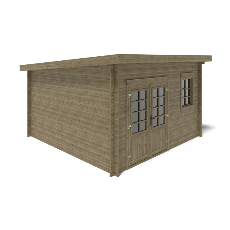 Abri de jardin en bois - 16m2 - 4x4m - Traité - Ep. 40mm - Couleur: 