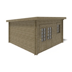 Abri de jardin en bois - 16m2 - 4x4m - Traité - Ep. 40mm - Couleur: 