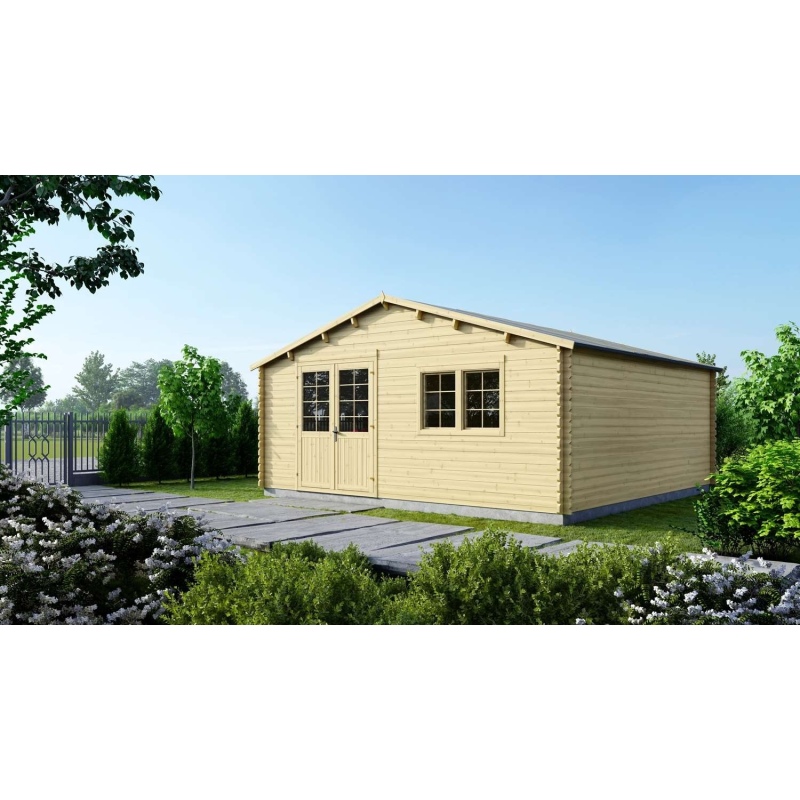 Abri de jardin en bois - 36m2 - 6x6m - Ep. 40mm - Couleur: 