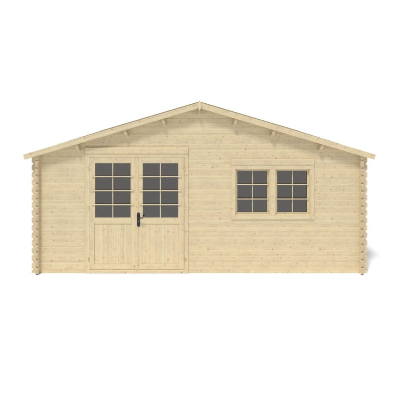 Abri de jardin en bois - 36m2 - 6x6m - Ep. 40mm - Couleur: 