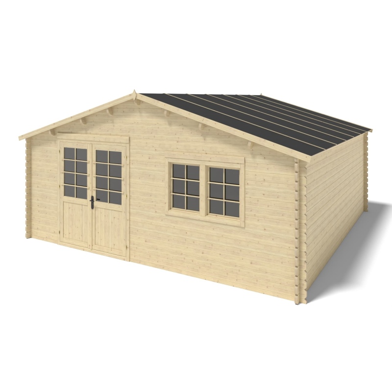 Abri de jardin en bois - 36m2 - 6x6m - Ep. 40mm - Couleur: 