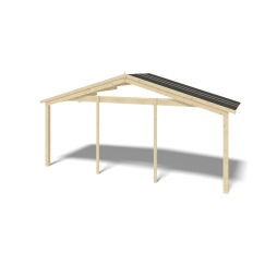 Abri de jardin en bois - 6x6 m + terrasse avec balustrade et avant-toit en bois - 48 m2