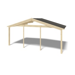 Abri de jardin en bois - 6x6 m + terrasse avec balustrade et avant-toit en bois - 54 m2