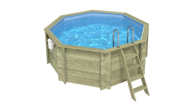 Piscine en bois CORAL 3.25 x 3.25 - H.1.18 m, bleu pâle, autoportante - sans dalle