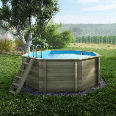 Piscine en bois CORAL 3.25 x 3.25 - H.1.18 m, bleu pâle, autoportante - sans dalle 2