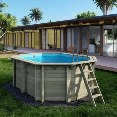 Piscine en bois NEMO 4.3 x 3 - H.1.31 m, bleu pâle, fixations à sceller 2