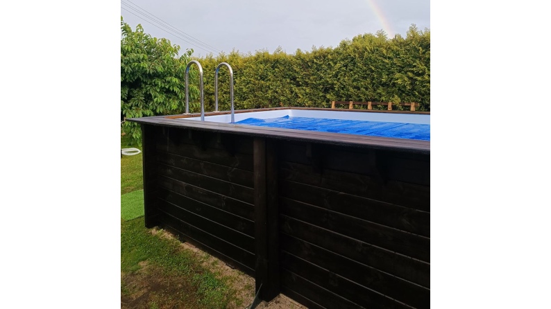 Piscine en bois AQUA 4.65 x 2.85 - H.1.24 m, bleu pâle, fixations à visser