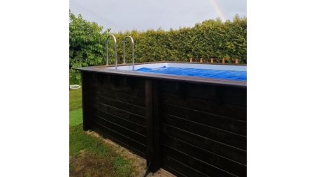 Piscine en bois AQUA 4.65 x 2.85 - H.1.24 m, bleu pâle, fixations à visser