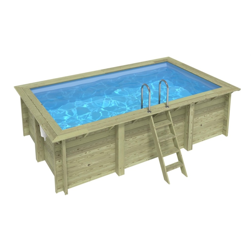 Piscine en bois AQUA 4.65x2.85 - H.1.24 m cadre en métal, sans dalle béton