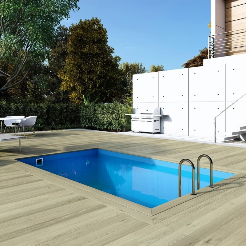 Piscine en bois AQUA 4.65x2.85 - H.1.24 m cadre en métal, sans dalle béton