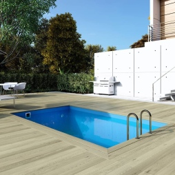 Piscine en bois AQUA 4.65x2.85 - H.1.24 m cadre en métal, sans dalle béton