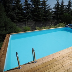 Piscine en bois AQUA 4.65x2.85 - H.1.24 m cadre en métal, sans dalle béton