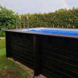 Piscine en bois AQUA 4.65x2.85 - H.1.24 m cadre en métal, sans dalle béton
