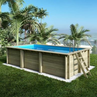 Piscine en bois AQUA 6.1 x 2.85 - H.1.31 m, bleu pâle, fixations à visser 2
