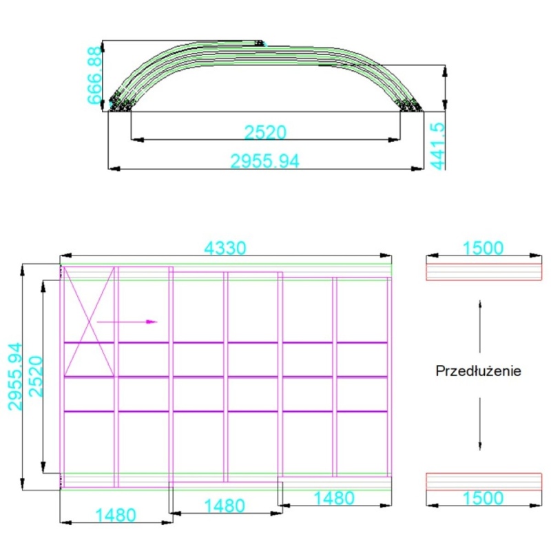 Abri de piscine Horizon - 4.33x2.52 m - polycarbonate massif 3 mm - pour piscine BAS7302. BAS7303