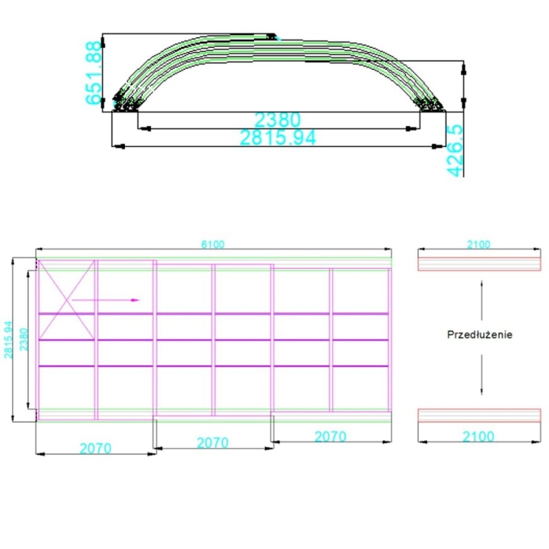 Abri de piscine Horizon - 6.1x2.38 m - polycarbonate massif 3 mm - pour piscine BAS7306
