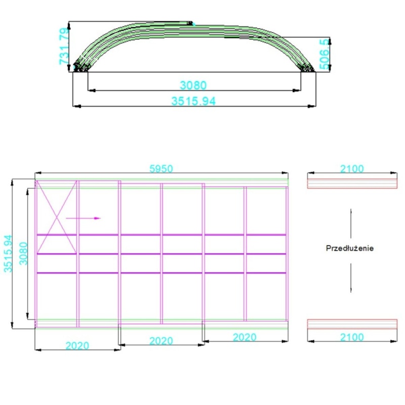 Abri de piscine Horizon - 5.95x3.08 m - polycarbonate massif 3 mm - pour piscine BAS7305
