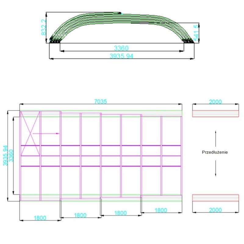Abri de piscine Horizon - 7.03x3.36 m - polycarbonate massif 3 mm - pour piscine BAS7307