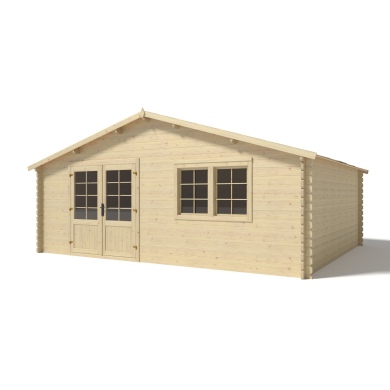 Abri de jardin en bois - 30m2 - 6x5m - Ep. 40mm - Couleur: naturel 2
