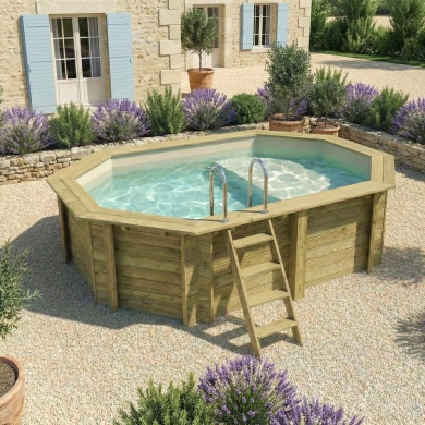 Piscine en bois NEMO 4.3 x 3 - H.1.18 m avec plage, sable, fixations à sceller 2