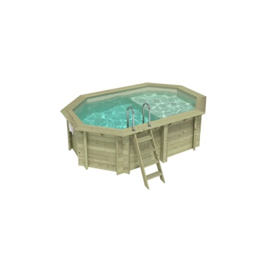 Piscine en bois NEMO 4.3 x 3 - H.1.18 m avec plage, sable, cadre en métal - sans dalle