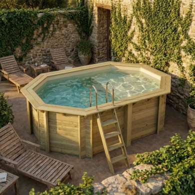 Piscine en bois NEMO 4.3 x 3 - H.1.31 m avec plage, sable, fixations à visser 2