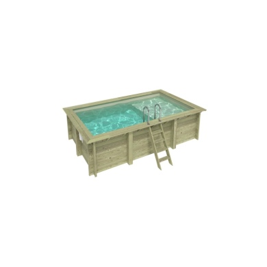 Piscine en bois AQUA 4.65 x 2.85 - H.1.24 m avec plage, sable, cadre en métal - sans dalle