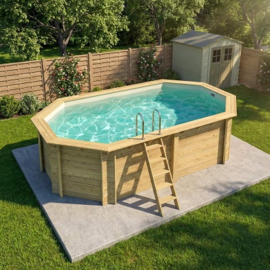 Piscine en bois NEMO 5.79 x 3.49 - H.1.45 m, sable, fixations à sceller 2