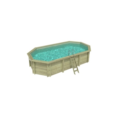 Piscine en bois NEMO 7.3 x 3.97 - H.1.45 m, sable, cadre en métal - sans dalle