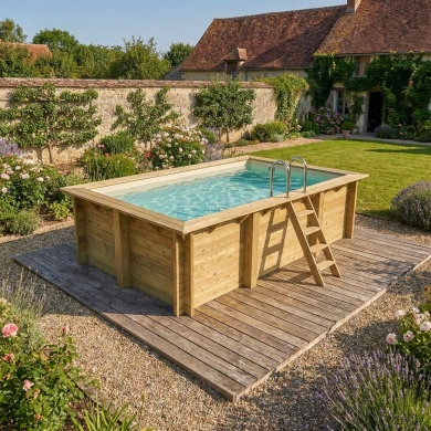 Piscine en bois AQUA 4.65 x 2.85 - H.1.24 m, sable, fixations à sceller 2