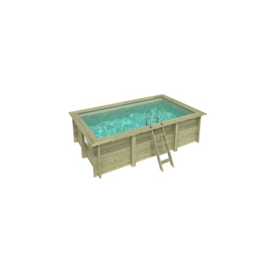 Piscine en bois AQUA 4.65 x 2.85 - H.1.24 m, sable, cadre en métal - sans dalle