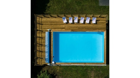 Piscine en bois AQUA 6.1 x 2.85 - H.1.31 m, gris clair, fixations à visser