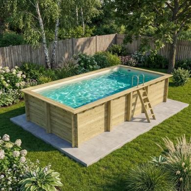Piscine en bois AQUA 7 x 3.75 - H.1.45 m, sable, fixations à sceller 2