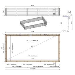 Piscine en bois AQUA 10.2 x 5.2 - H.1.45 m, bleu pâle, fixations à sceller