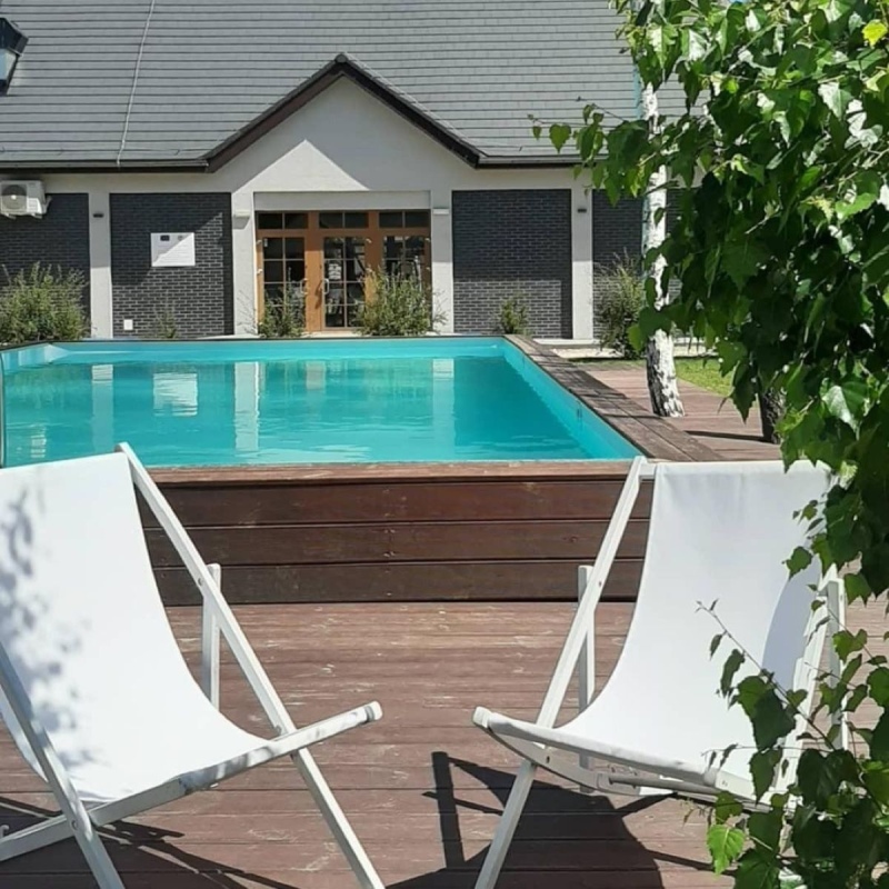 Piscine en bois AQUA 10.2 x 5.2 - H.1.45 m, gris clair, fixations à sceller