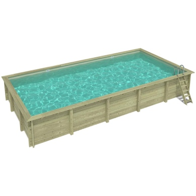 Piscine en bois AQUA 10.2 x 5.2 - H.1.45 m, sable, fixations à sceller