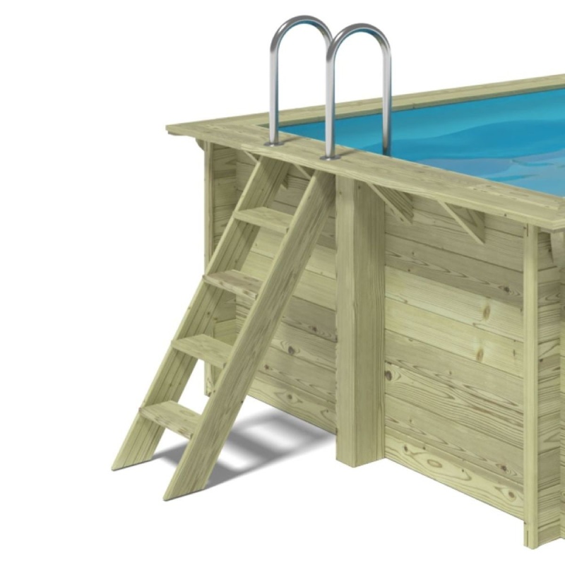 Piscine en bois AQUA 10.2 x 5.2 - H.1.45 m, sable, fixations à visser