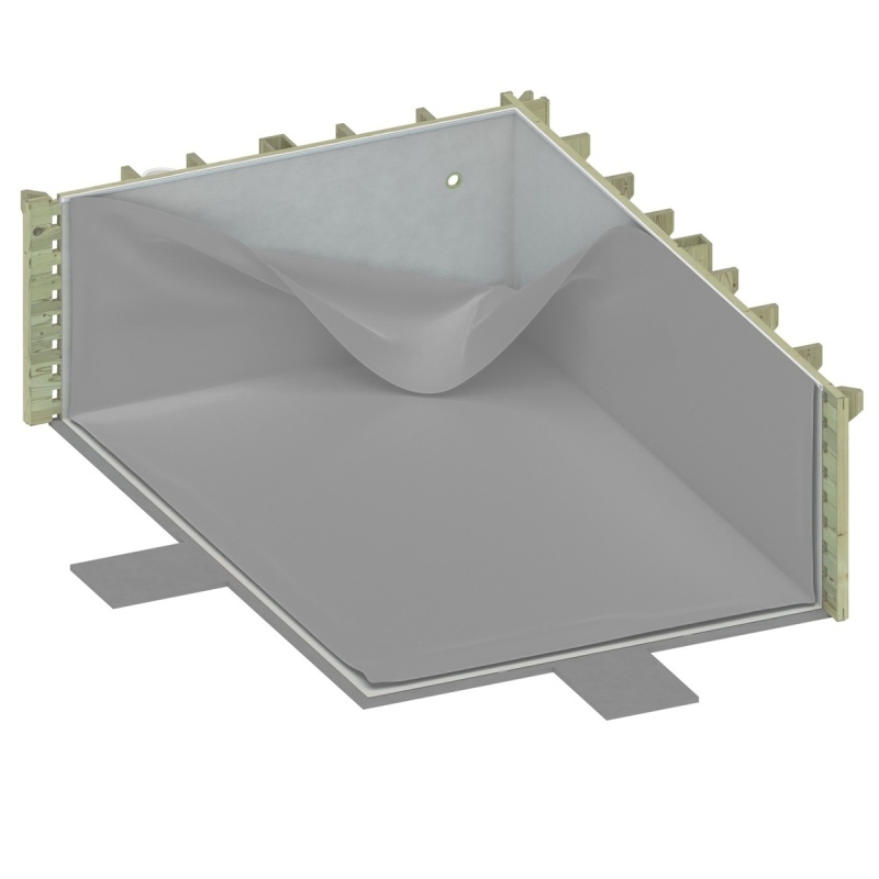 Piscine en bois AQUA 10.2 x 5.2 - H.1.45 m, gris clair, cadre en métal - sans dalle