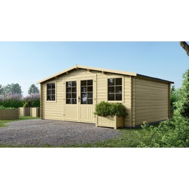 Abri de jardin en bois - 20m2 - 5x4m - Ep. 28mm - Couleur: naturel