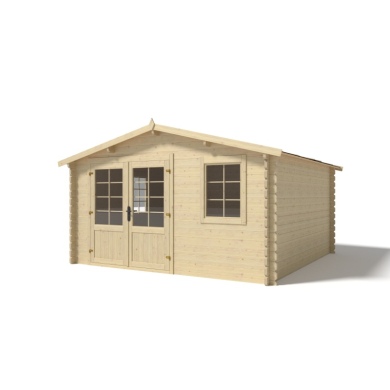 Abri de jardin en bois - 16m2 - 4x4m - Ep. 40mm - Couleur: naturel 2
