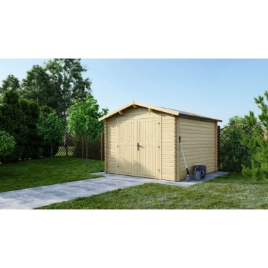 Abri de jardin en bois - 9m2 - 3x3m - Ep. 28mm - Couleur: naturel
