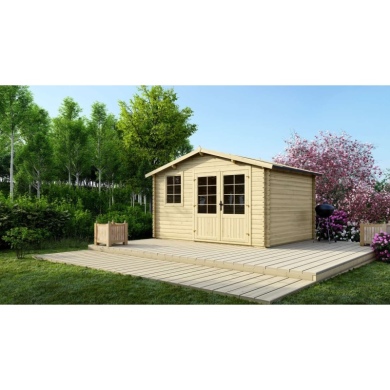 Abri de jardin en bois - 11.7m2 - 3.9x3m - Ep. 34mm - Couleur: naturel