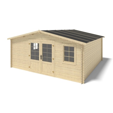 Abri de jardin en bois - 25m2 - 5x5m - Ep. 28mm - Couleur: naturel 2