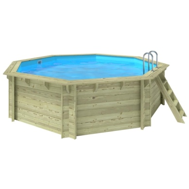 Piscine en bois Verona 4.72 x 4.72 - H.1.2 m, bleu pâle, autoportante - sans dalle